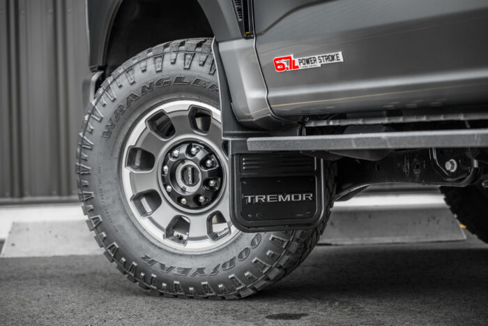 Truck Hardware Gatorback CN Tremor Logo Mud Flaps - Grey/Black/AL (Front & Rear) FORD 23-25 F250/F350 Tremor - Image 2