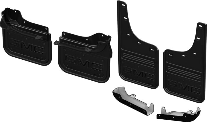 Truck Hardware Gatorback CR GMC Logo Mud Flaps - Black/AL (Front & Rear) GMC 20-25 Sierra 2500/3500 HD