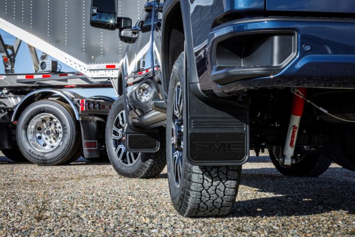 Truck Hardware Gatorback CR GMC Logo Mud Flaps - Black/AL (Front & Rear) GMC 20-25 Sierra 2500/3500 HD - Image 2